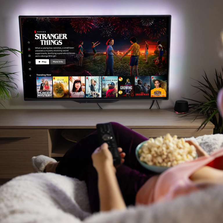 Woman Watching Netflix on Couch