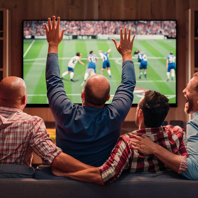 Group of Men Watching the Game at Home